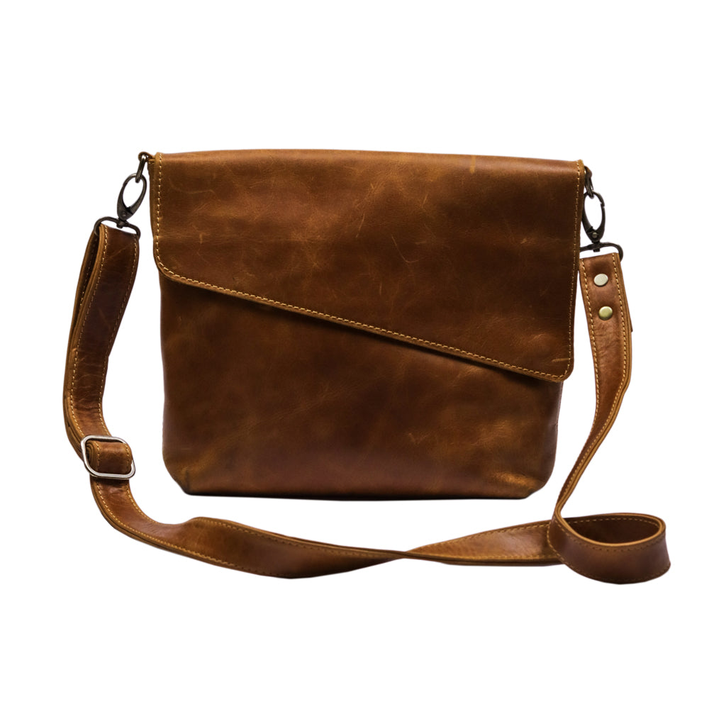 Midi Sling Bag - Golden Brown Genuine Leather – Bovino