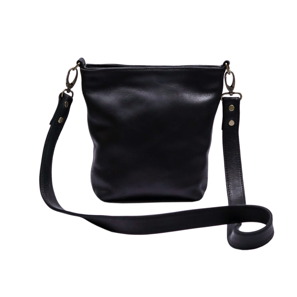 Crossbody Sling Bag - Black Genuine Leather – Bovino