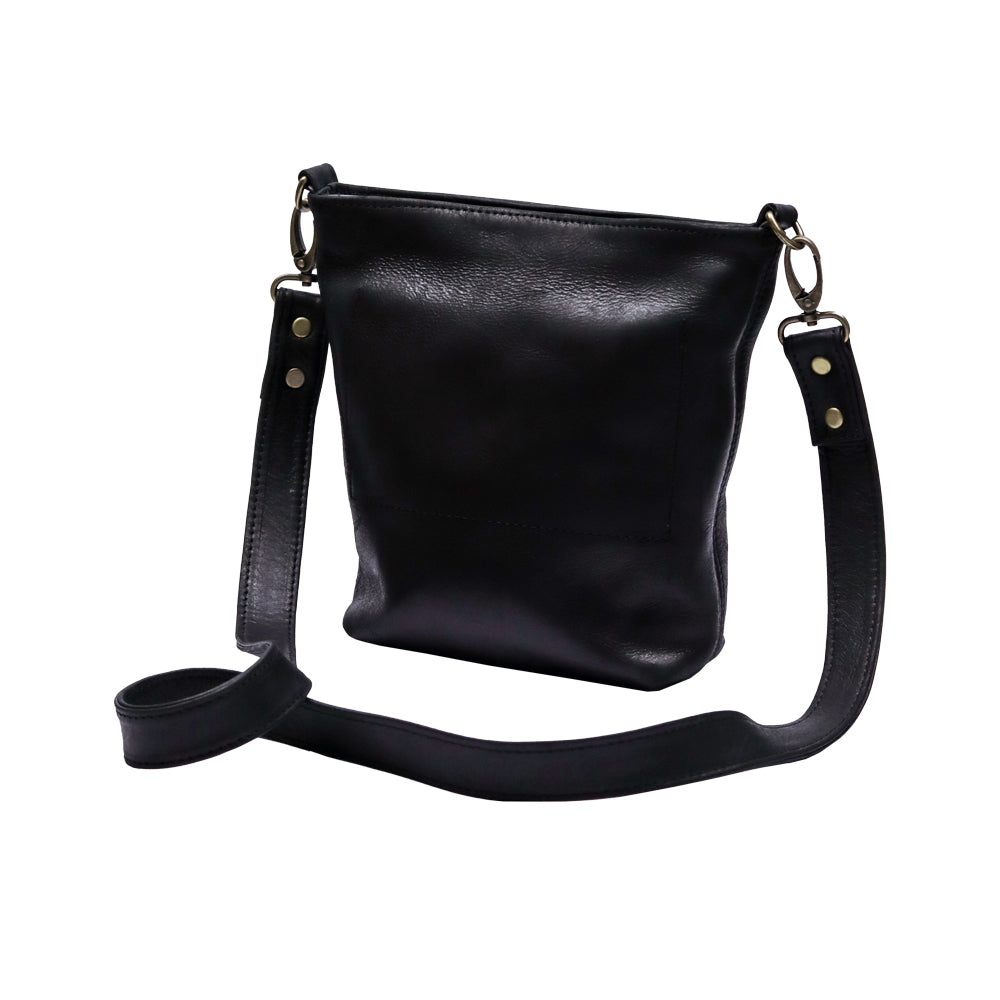 Crossbody Sling Bag - Black Genuine Leather – Bovino